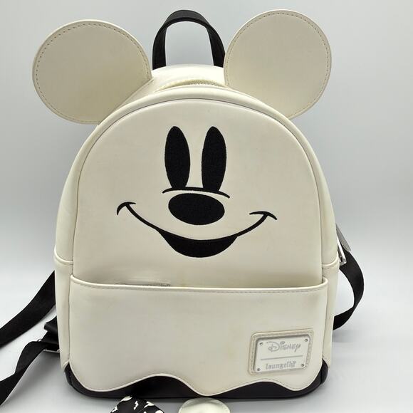 Loungefly Disney Halloween Mickey Ghost Glow In The Dark Backpack & Ears 2 pc main image 10